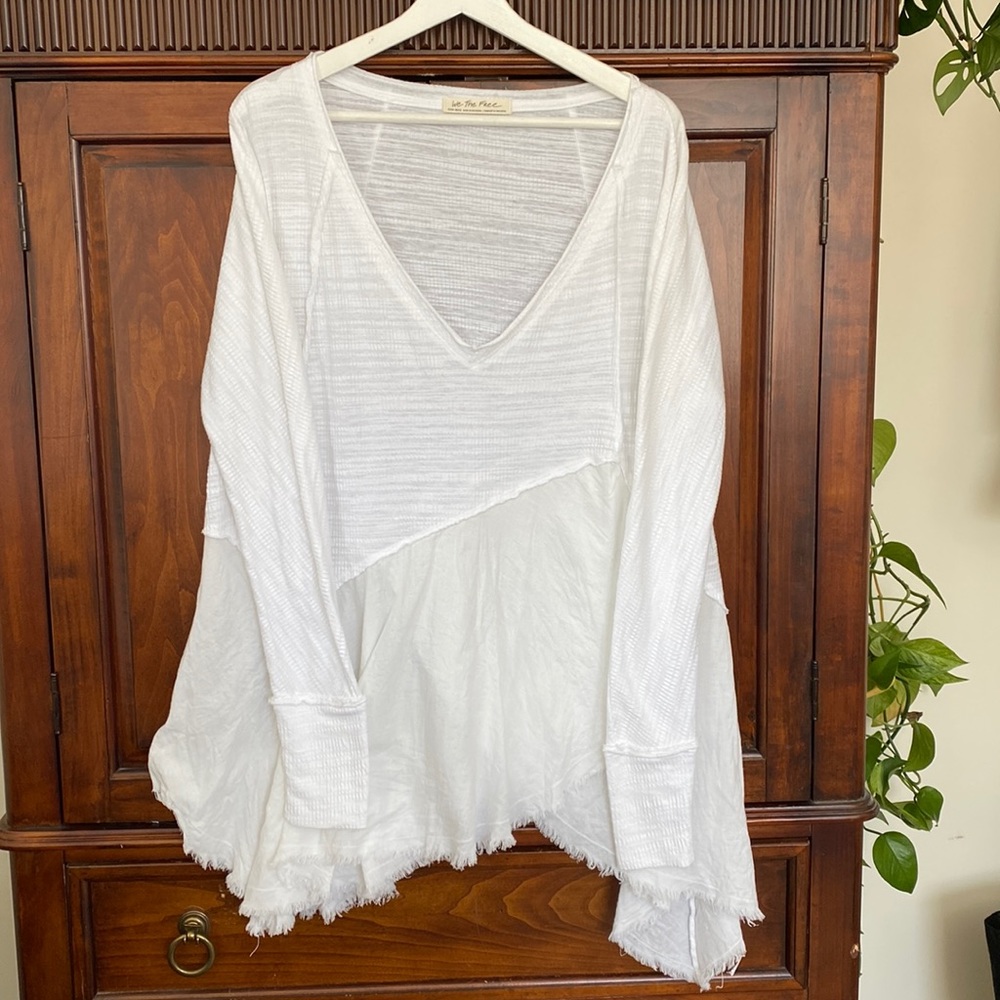 Free People White Asymmetrical Top - Picture 3 of 16